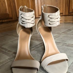Nude Ankle Wrap Heels